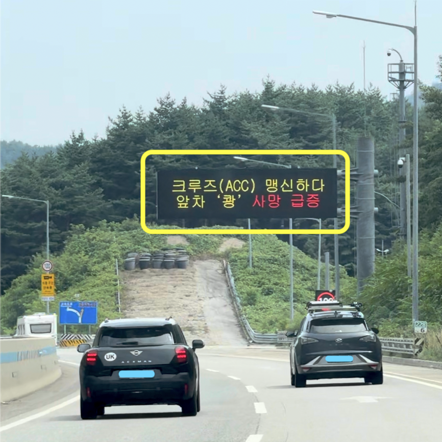 크루즈 맹신 금지 전광판