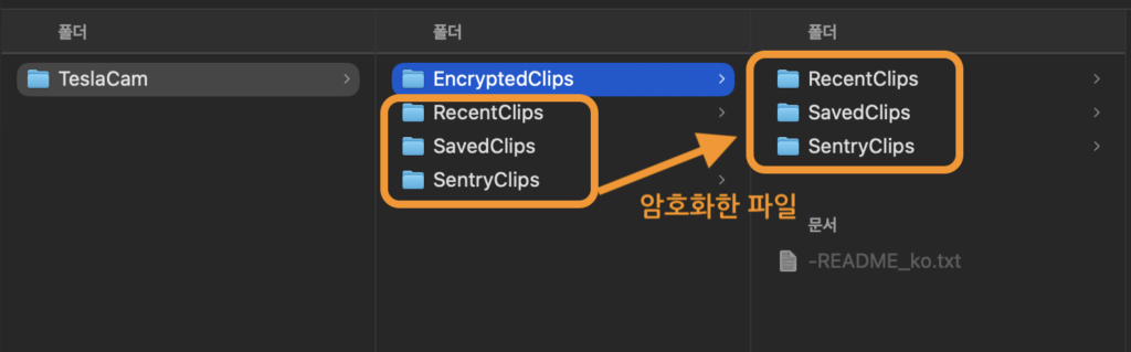 블랙박스 EncryptedClips 하위 폴더